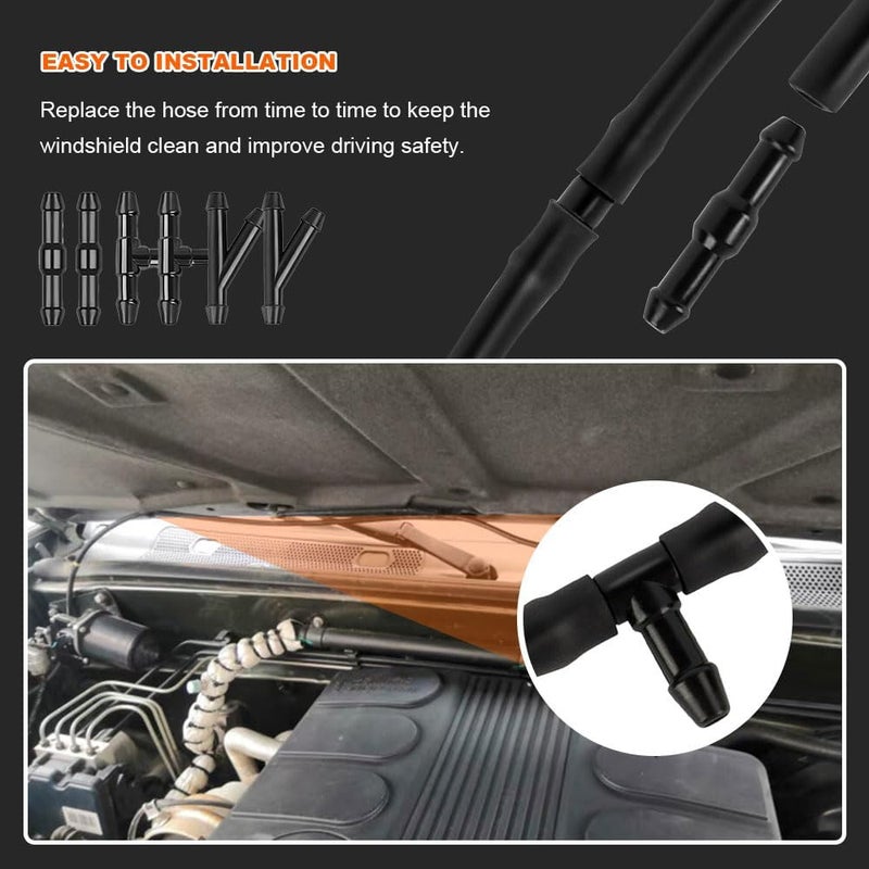 PACLVIO Windshield Washer Hose Kit - 4 Meter Universal Washer Fluid Hose with 12 Pcs Hose Connectors, Fit for Most Vehicle Windshield Washer Nozzle Installation, for Connecting Car Water Pumps and Nozzles - Image 4